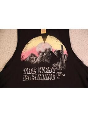 Wrangler the west is calling side lace-up tank Large Rodeo